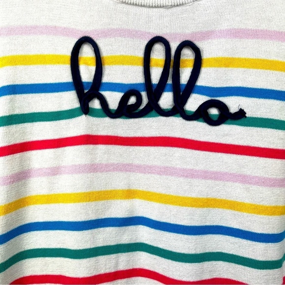 Time and Tru “Hello” Long Sleeve Pullover Sweater Shirt | Size 8-10 (Medium) - Picture 3 of 5